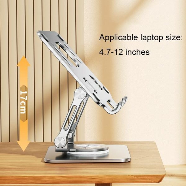 Universal Tablet Stand - 360 Degree Rotating Foldable - Silver - Image 5
