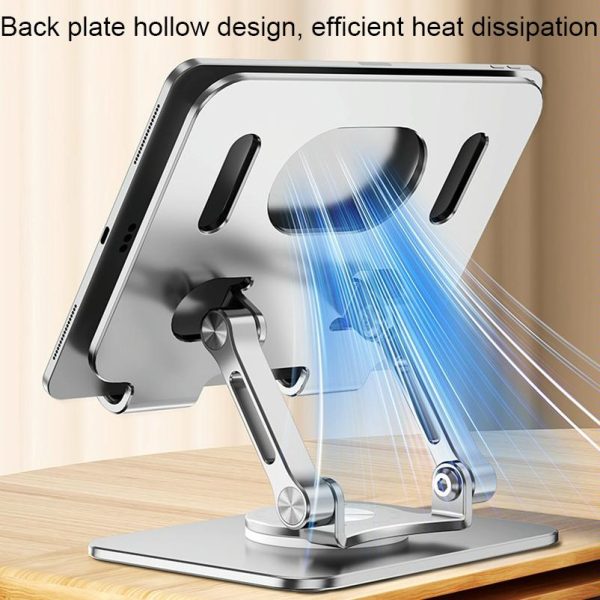 Universal Tablet Stand - 360 Degree Rotating Foldable - Silver - Image 6