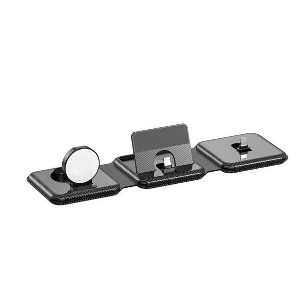 3 In 1 Wireless Charger For Apple Watch Phone & Headset - Black - Image 2