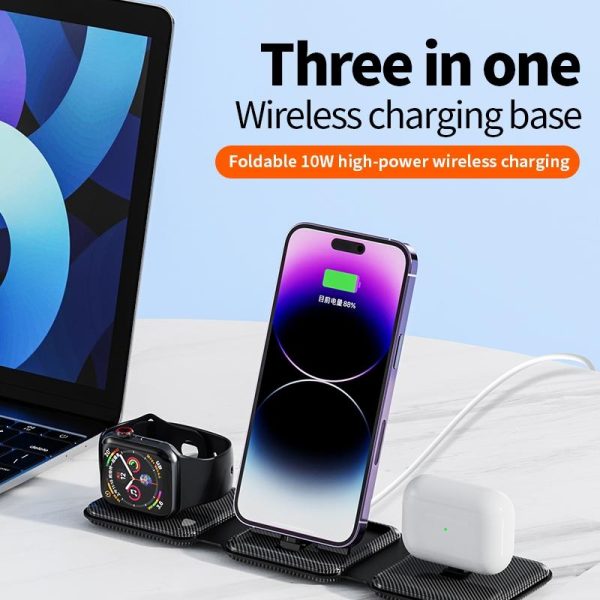 3 In 1 Wireless Charger For Apple Watch Phone & Headset - Black - Image 5