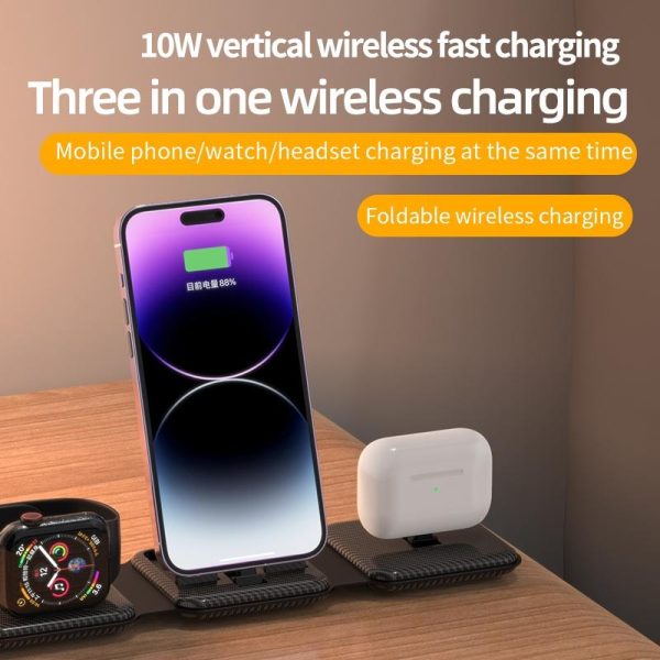 3 In 1 Wireless Charger For Apple Watch Phone & Headset - Black - Image 6