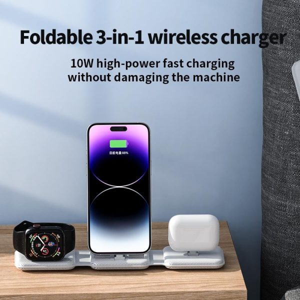 3 In 1 Wireless Charger For Apple Watch Phone & Headset - Black - Image 7