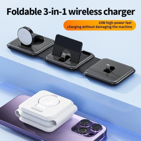 3 In 1 Wireless Charger For Apple Watch Phone & Headset - Black - Image 8