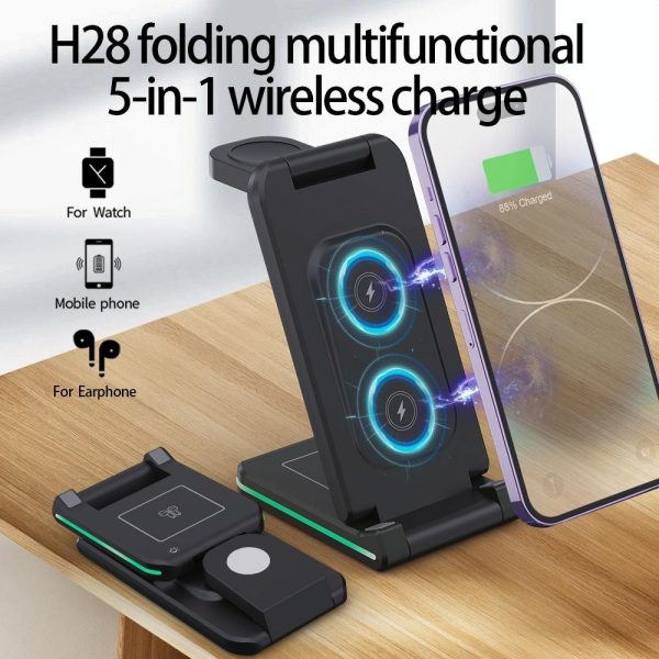 5 In 1 Foldable Wireless Charger 15W Black - Image 3