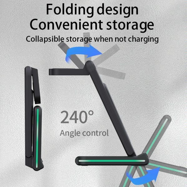 5 In 1 Foldable Wireless Charger 15W Black - Image 4