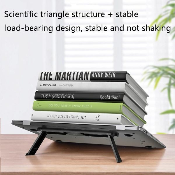Portable Vertical Laptop Cooling Stand - Desktop Mount - Black - Image 7