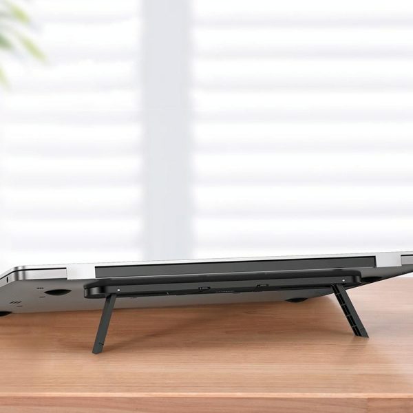 Portable Vertical Laptop Cooling Stand - Desktop Mount - Black - Image 8