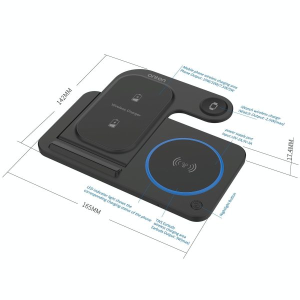 3 In 1 Folding Wireless Charger Black - Image 3