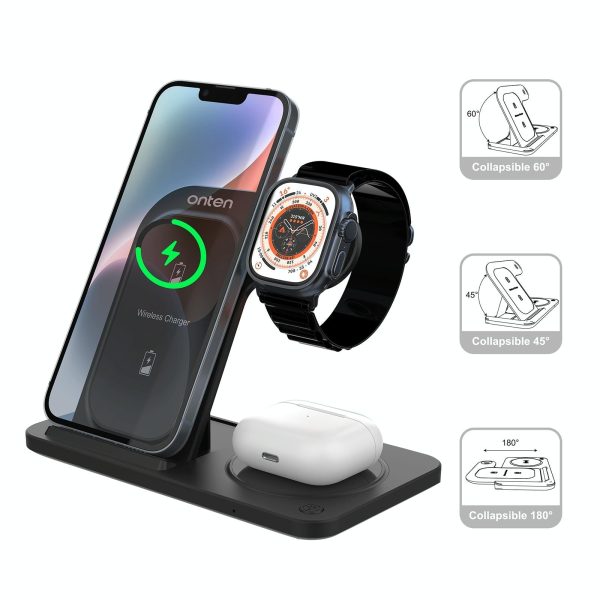 3 In 1 Folding Wireless Charger Black - Image 8