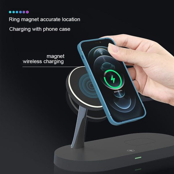 3 In 1 Wireless Charger With Night Light 15W - White - Image 8