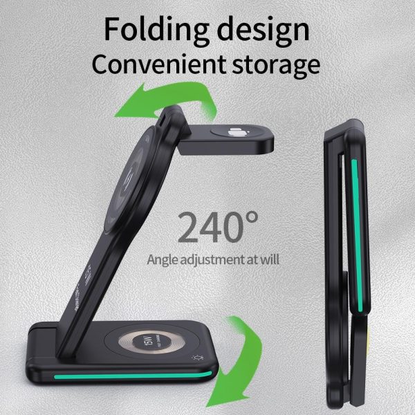 5 In 1 Magnetic Wireless Charger Foldable Black - Image 5