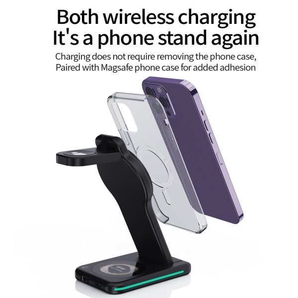 5 In 1 Magnetic Wireless Charger Foldable Black - Image 7