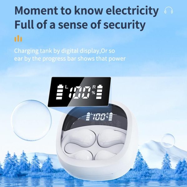 Smart Digital Display Bluetooth Earphones with Transparent Capsule Design - Black - Image 5