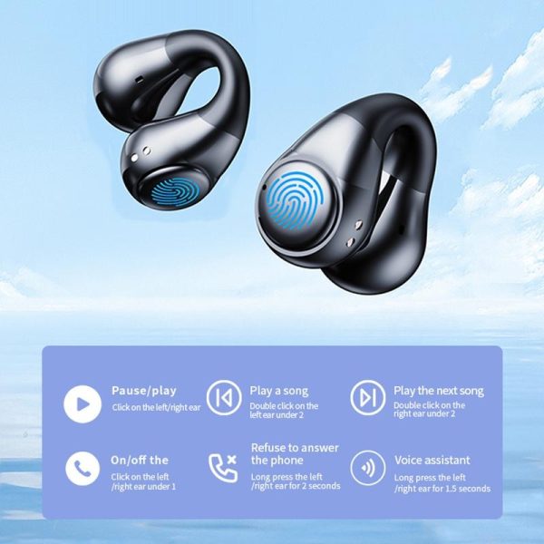 Smart Digital Display Bluetooth Earphones with Transparent Capsule Design - Black - Image 7