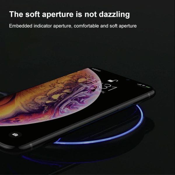 15W Round Acrylic Mirror Wireless Charger - Black - Image 7