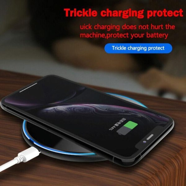 15W Round Acrylic Mirror Wireless Charger - Black - Image 8