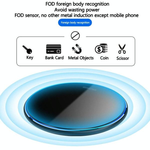 15W Round Acrylic Mirror Wireless Charger - Black - Image 11