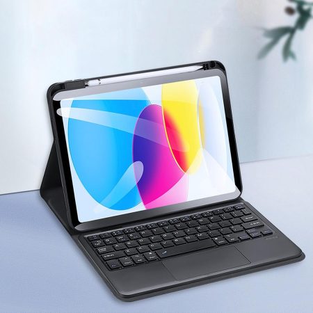 2022 Bluetooth Keyboard Leather Case For Ipad 10.9 With Touchpad & Smart Sleep - Black