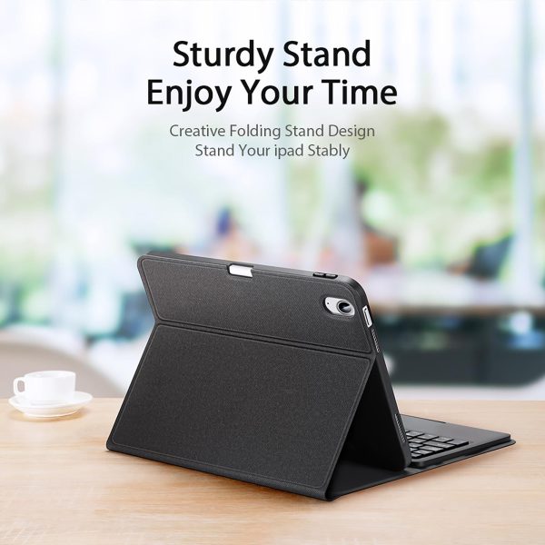 2022 Bluetooth Keyboard Leather Case For Ipad 10.9 With Touchpad & Smart Sleep - Black - Image 4