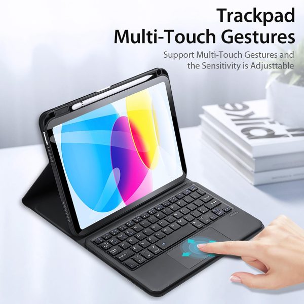 2022 Bluetooth Keyboard Leather Case For Ipad 10.9 With Touchpad & Smart Sleep - Black - Image 6