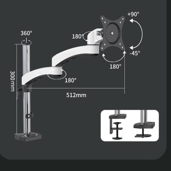 Rotating Aluminum Monitor Bracket for Lifting Lcd - Clip Table - Image 4