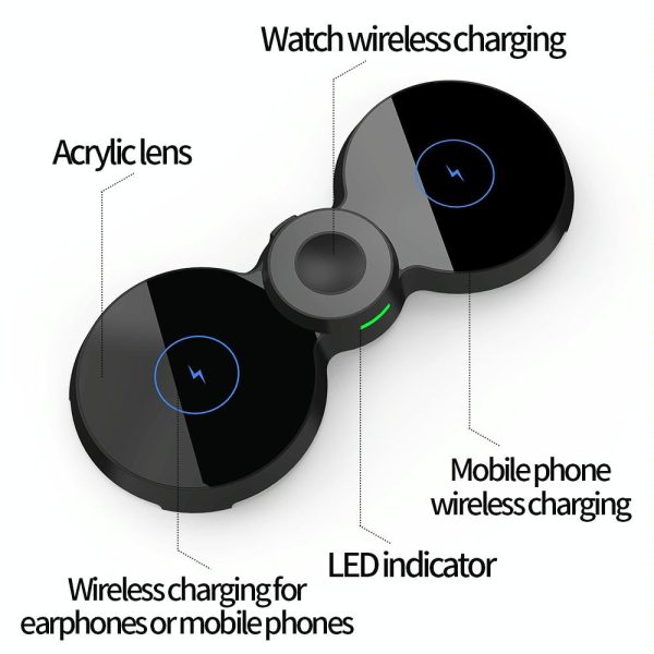 15W 3 In 1 Magnetic Wireless Charger For Phones Watch & Airpods - Black - Image 4