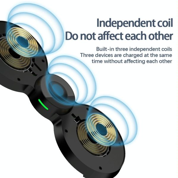 15W 3 In 1 Magnetic Wireless Charger For Phones Watch & Airpods - Black - Image 5