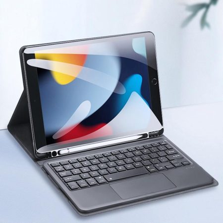Smart Leather Case With Touchpad For Ipad 10.2 - Black