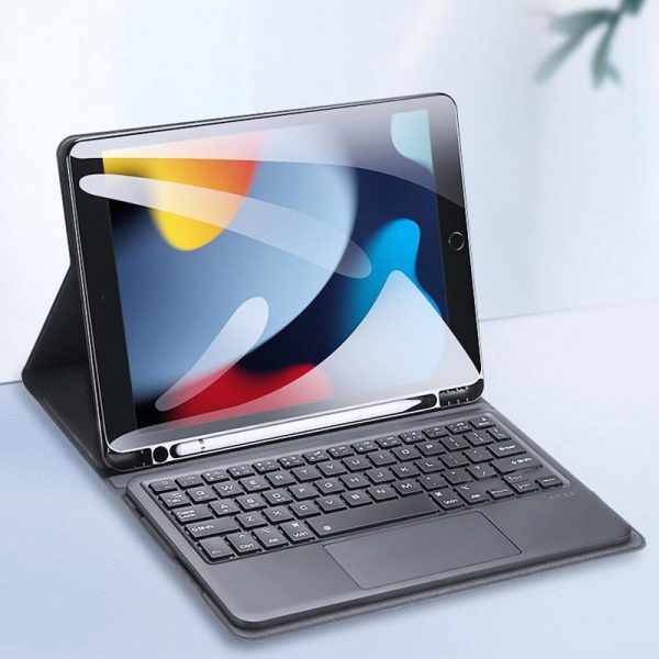 Smart Leather Case With Touchpad For Ipad 10.2 - Black - Image 2