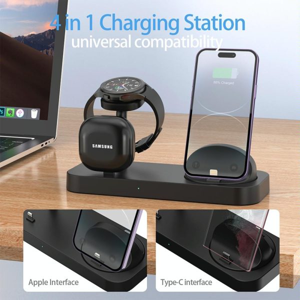 4 In 1 Type C Charging Stand For Samsung Watch And Galaxy Buds - White - Image 9