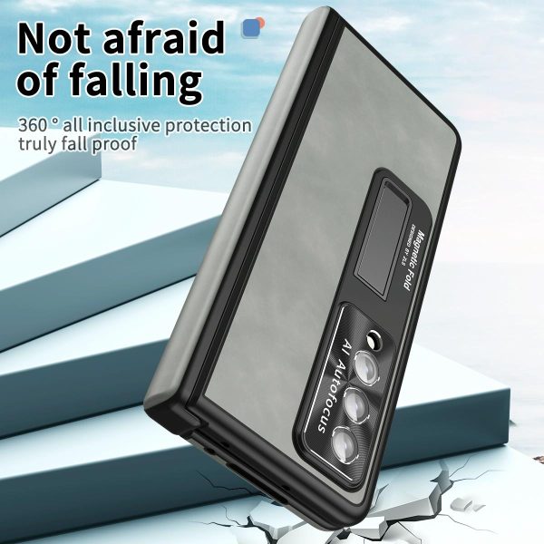 Magnetic Phone Case for Samsung Galaxy z Fold 4 - Napa Pattern - White - Image 14