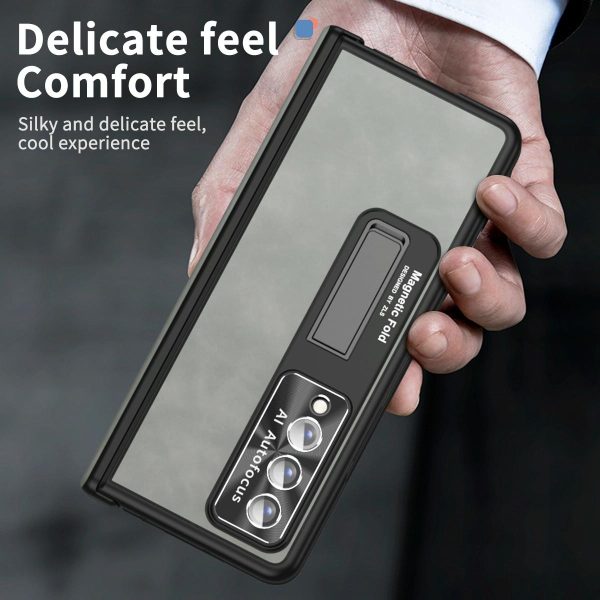 Magnetic Phone Case for Samsung Galaxy z Fold 4 - Napa Pattern - White - Image 15