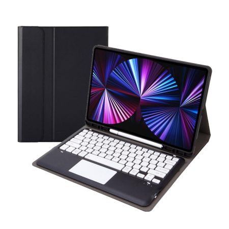 Detachable Bluetooth Keyboard Leather Case For Ipad Pro 12.9 2021 / 2020 / 2018 With Touch Pad - Black
