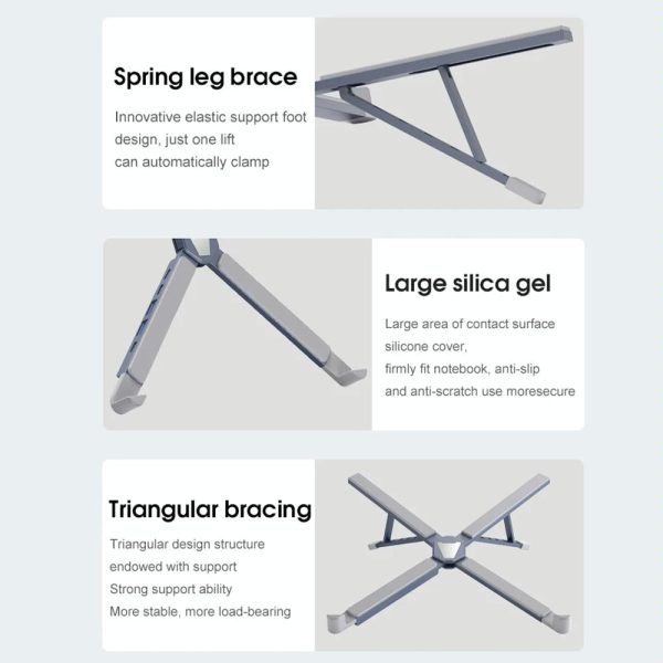Versatile Laptop Docking Stand with Enhanced Cooling and Folding Design - Silver - Image 8