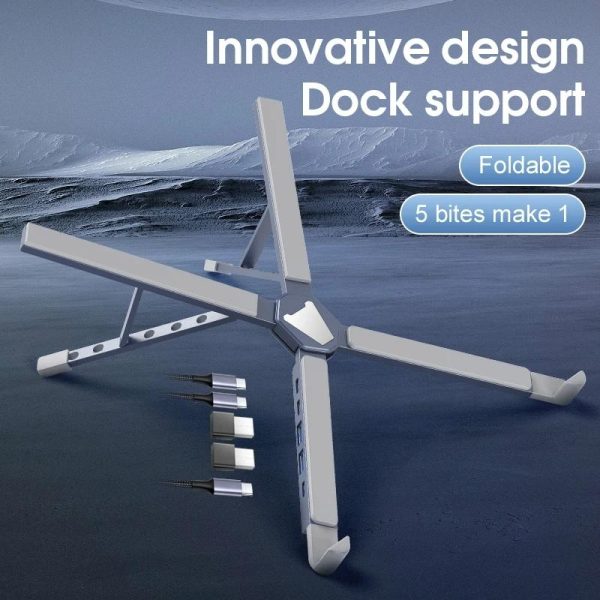 Versatile Laptop Docking Stand with Enhanced Cooling and Folding Design - Silver - Image 9