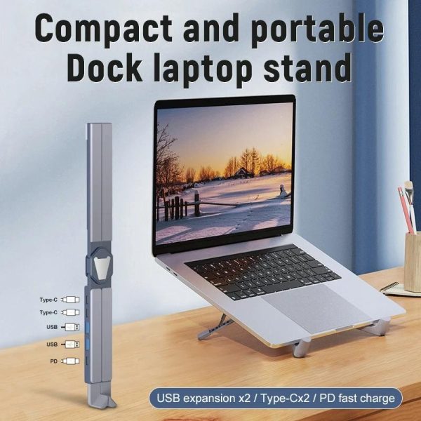 Versatile Laptop Docking Stand with Enhanced Cooling and Folding Design - Silver - Image 11