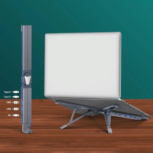 Versatile Laptop Docking Stand with Enhanced Cooling and Folding Design - Silver - Image 12