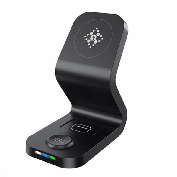 3 In 1 Magnetic Wireless Charger For Mobile Devices Black - Image 3