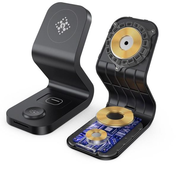 3 In 1 Magnetic Wireless Charger For Mobile Devices Black - Image 4