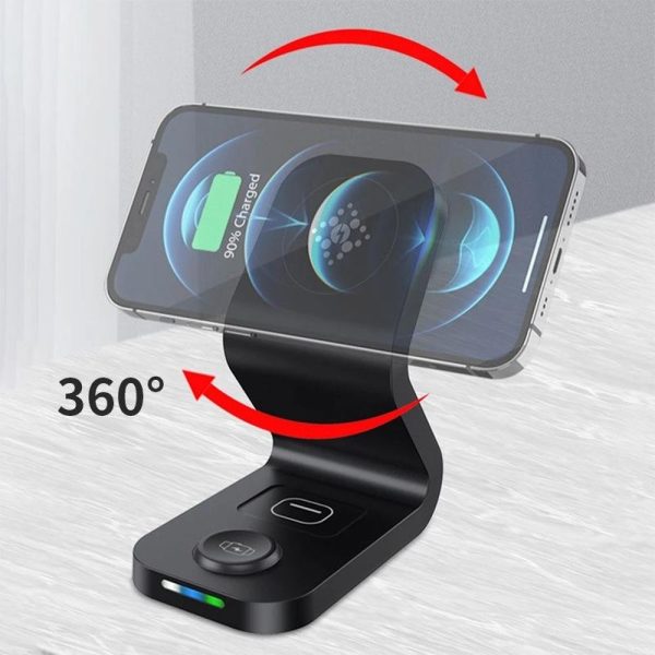 3 In 1 Magnetic Wireless Charger For Mobile Devices Black - Image 6