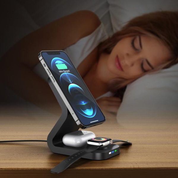 3 In 1 Magnetic Wireless Charger For Mobile Devices Black - Image 7