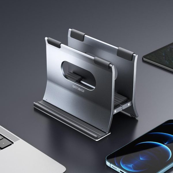 Grey H-type Alloy Laptop Storage Rack - Automatic Gravity