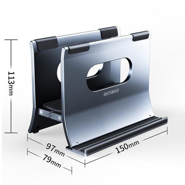 Grey H-type Alloy Laptop Storage Rack - Automatic Gravity - Image 4