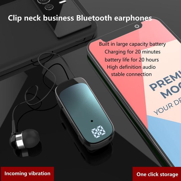 K65 Wireless Business Earbuds - Retractable Cable - Black - Image 7