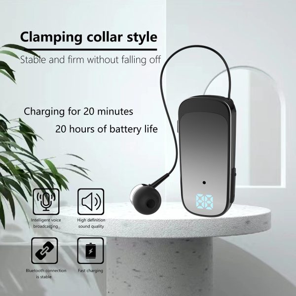 K65 Wireless Business Earbuds - Retractable Cable - Black - Image 8