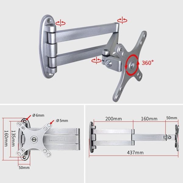 Universal Swivel Wall Mount for Computer Monitors - Black - Image 10