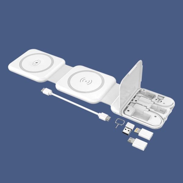 10 In 1 Magnetic Wireless Charger With Data Cable And Storage - White - Image 3