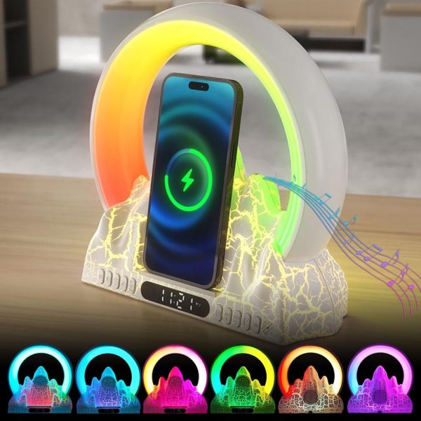 Wireless Charger With Alarm Clock & Bluetooth Speaker - Black - Image 4