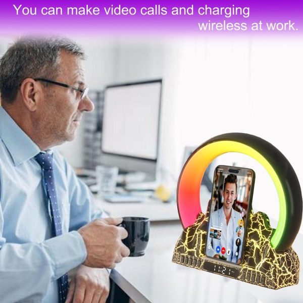 Wireless Charger With Alarm Clock & Bluetooth Speaker - Black - Image 5