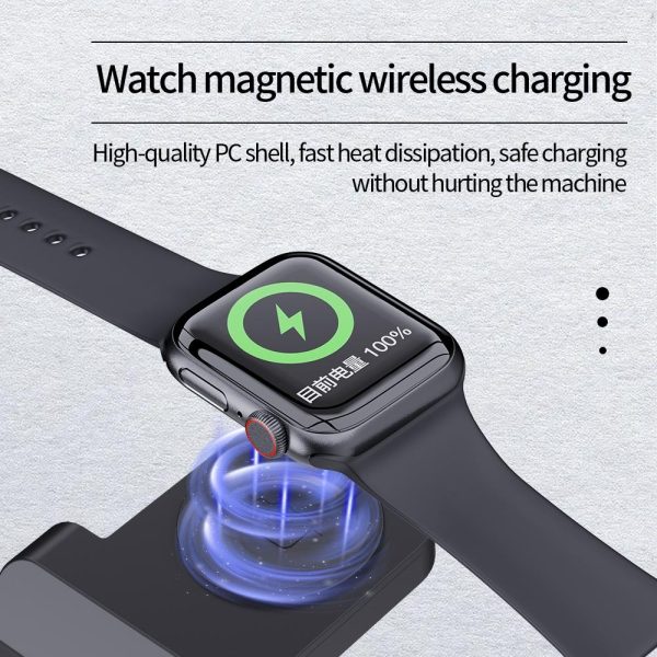 18W 3 In 1 Wireless Charger Stand For Iphone & Apple Watch - Black - Image 6